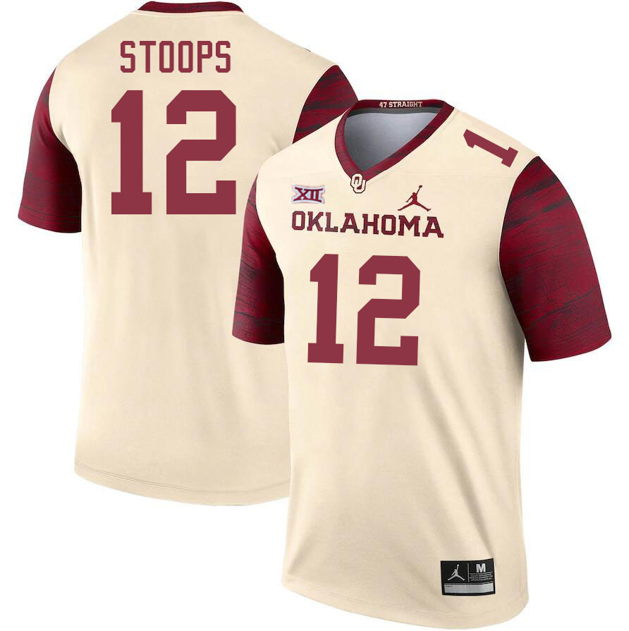 Oklahoma Sooners #12 Drake Stoops College Football Jerseys Stitched Sale-Cream